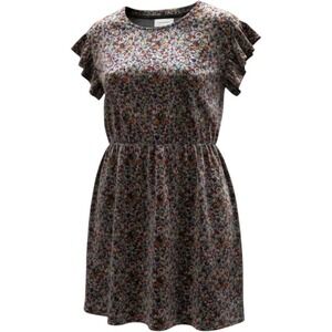 Current/Elliott Floral Velvet Mini Dress Ruffle Sleeve Multi Color Size‎ 2 P4